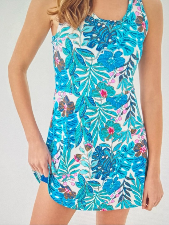 Lilly Pulitzer Dresses & Skirts - Lilly Pulitzer Blue Tropical Luxletic forehand active dress, NWTs sz M & shorts